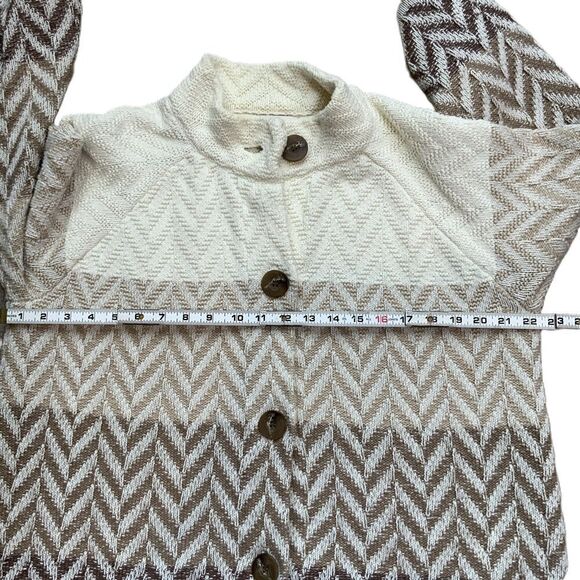 JM Collection Gray Brown Chevron Button Open Front Cardigan Sz 2X Work Academia - Picture 7 of 12